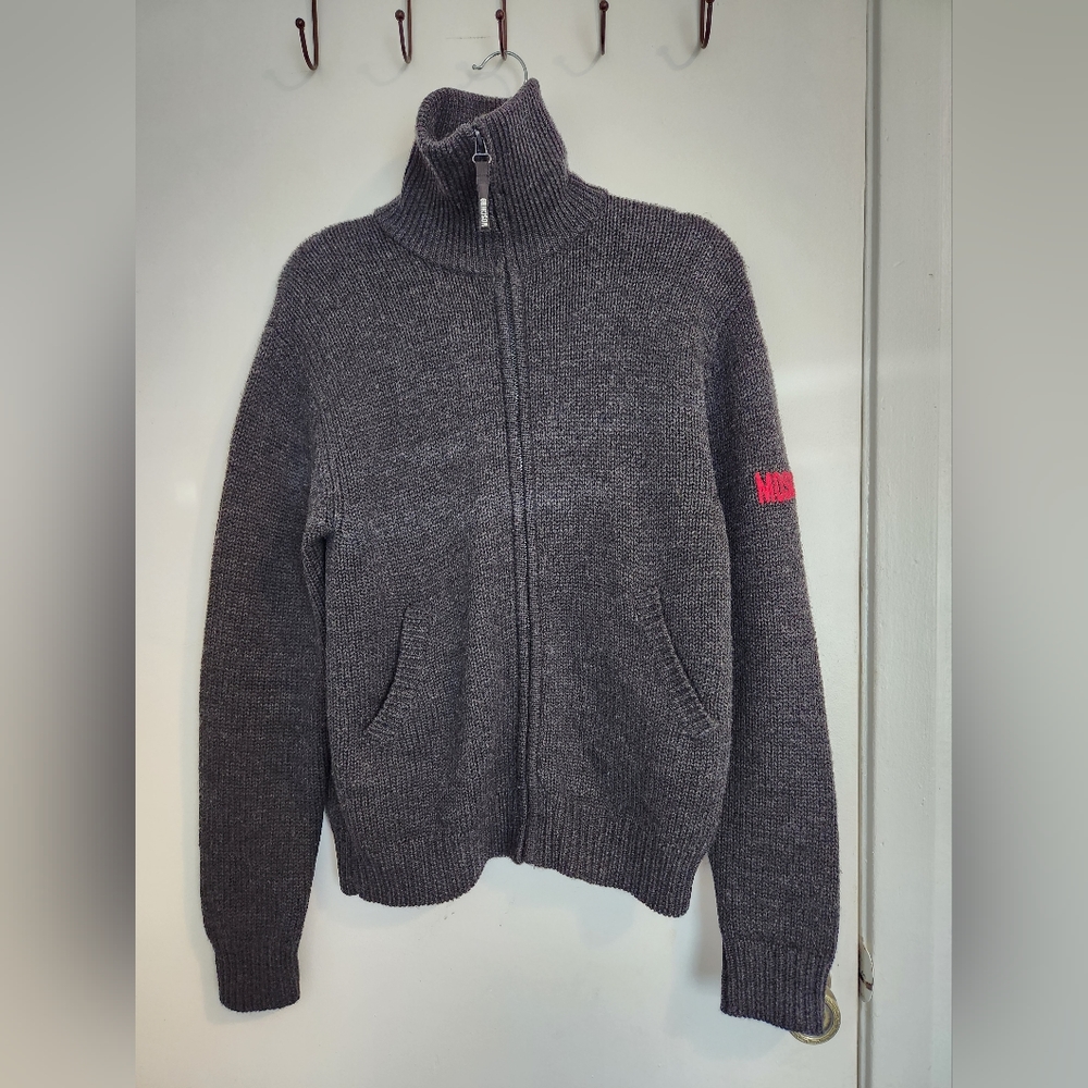 Moschino size L 100% Wool Zip Up Jacket